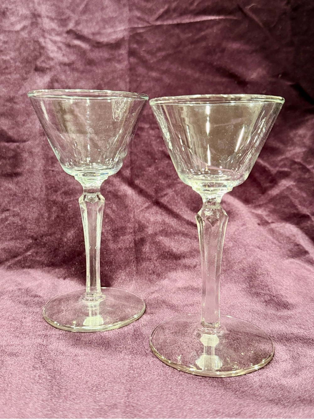 Vintage Libbey 3001 Faceted Stem Cocktail Glasses Pair